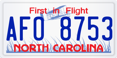 NC license plate AFO8753