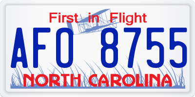 NC license plate AFO8755