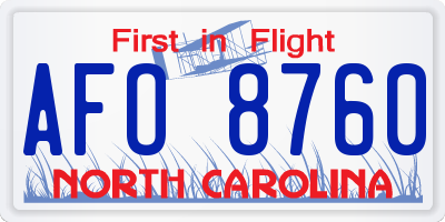 NC license plate AFO8760