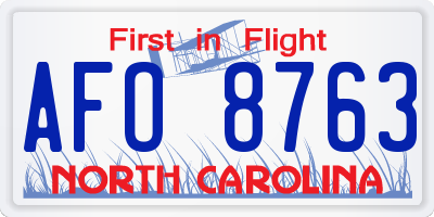 NC license plate AFO8763