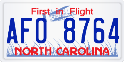 NC license plate AFO8764