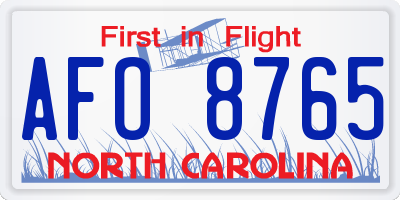 NC license plate AFO8765
