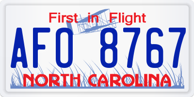 NC license plate AFO8767
