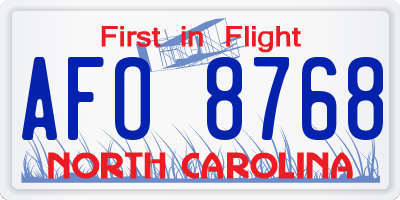 NC license plate AFO8768