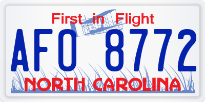 NC license plate AFO8772