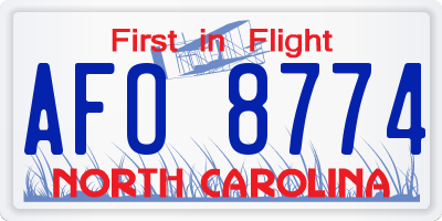 NC license plate AFO8774