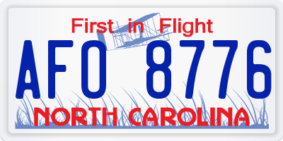 NC license plate AFO8776