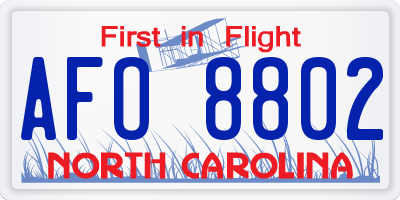 NC license plate AFO8802