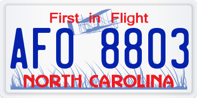 NC license plate AFO8803