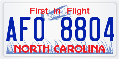 NC license plate AFO8804