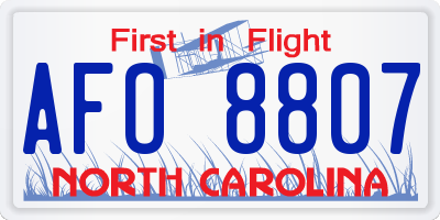 NC license plate AFO8807