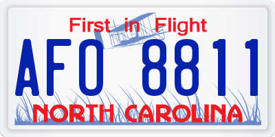 NC license plate AFO8811