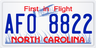 NC license plate AFO8822