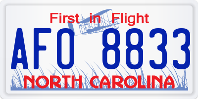 NC license plate AFO8833