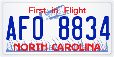 NC license plate AFO8834