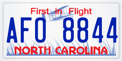 NC license plate AFO8844