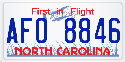 NC license plate AFO8846
