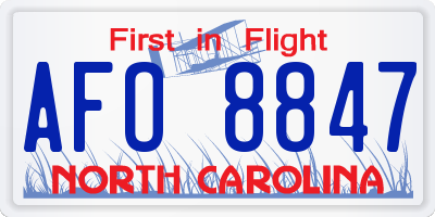 NC license plate AFO8847