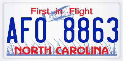 NC license plate AFO8863