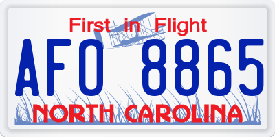 NC license plate AFO8865