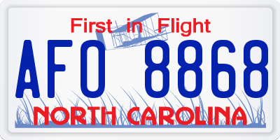 NC license plate AFO8868
