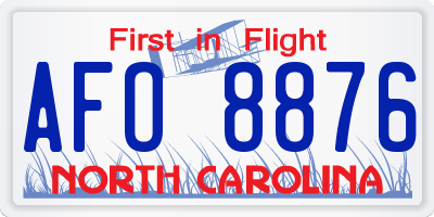NC license plate AFO8876