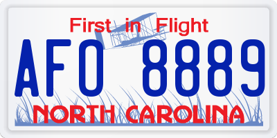 NC license plate AFO8889