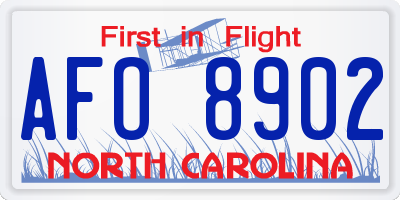 NC license plate AFO8902