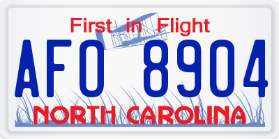 NC license plate AFO8904