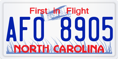 NC license plate AFO8905