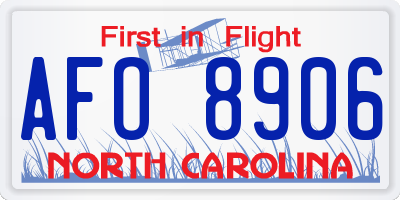 NC license plate AFO8906