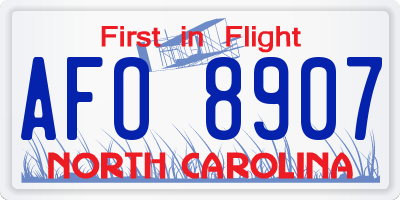 NC license plate AFO8907