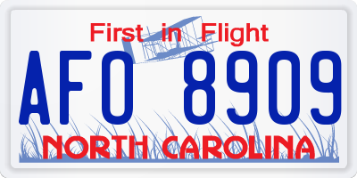 NC license plate AFO8909