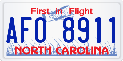 NC license plate AFO8911