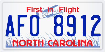 NC license plate AFO8912