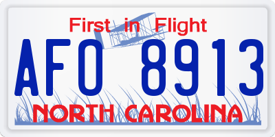 NC license plate AFO8913