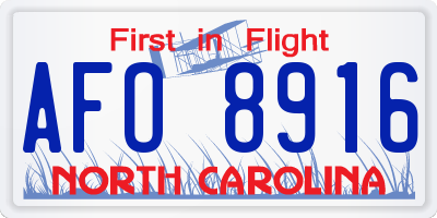 NC license plate AFO8916