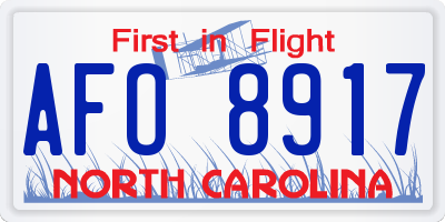 NC license plate AFO8917