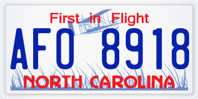 NC license plate AFO8918