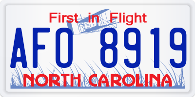 NC license plate AFO8919