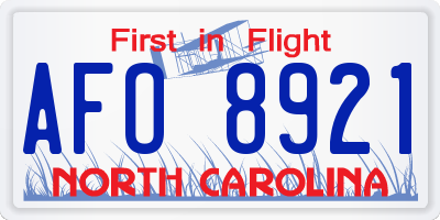 NC license plate AFO8921