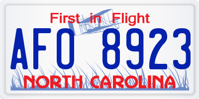 NC license plate AFO8923