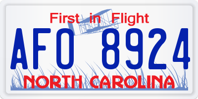 NC license plate AFO8924