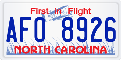 NC license plate AFO8926
