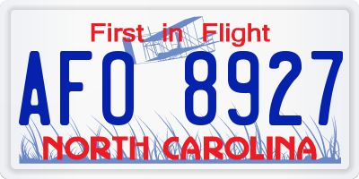 NC license plate AFO8927