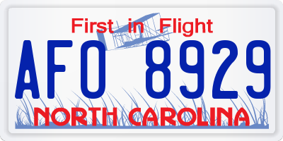 NC license plate AFO8929