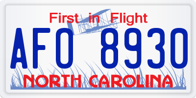 NC license plate AFO8930
