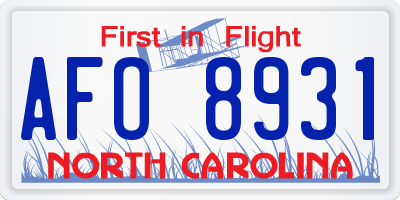NC license plate AFO8931
