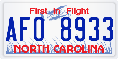 NC license plate AFO8933