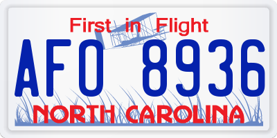 NC license plate AFO8936